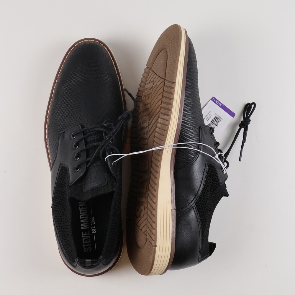 Steve Madden P-Kenson Dress Sneaker Black Textured 11 NWT
